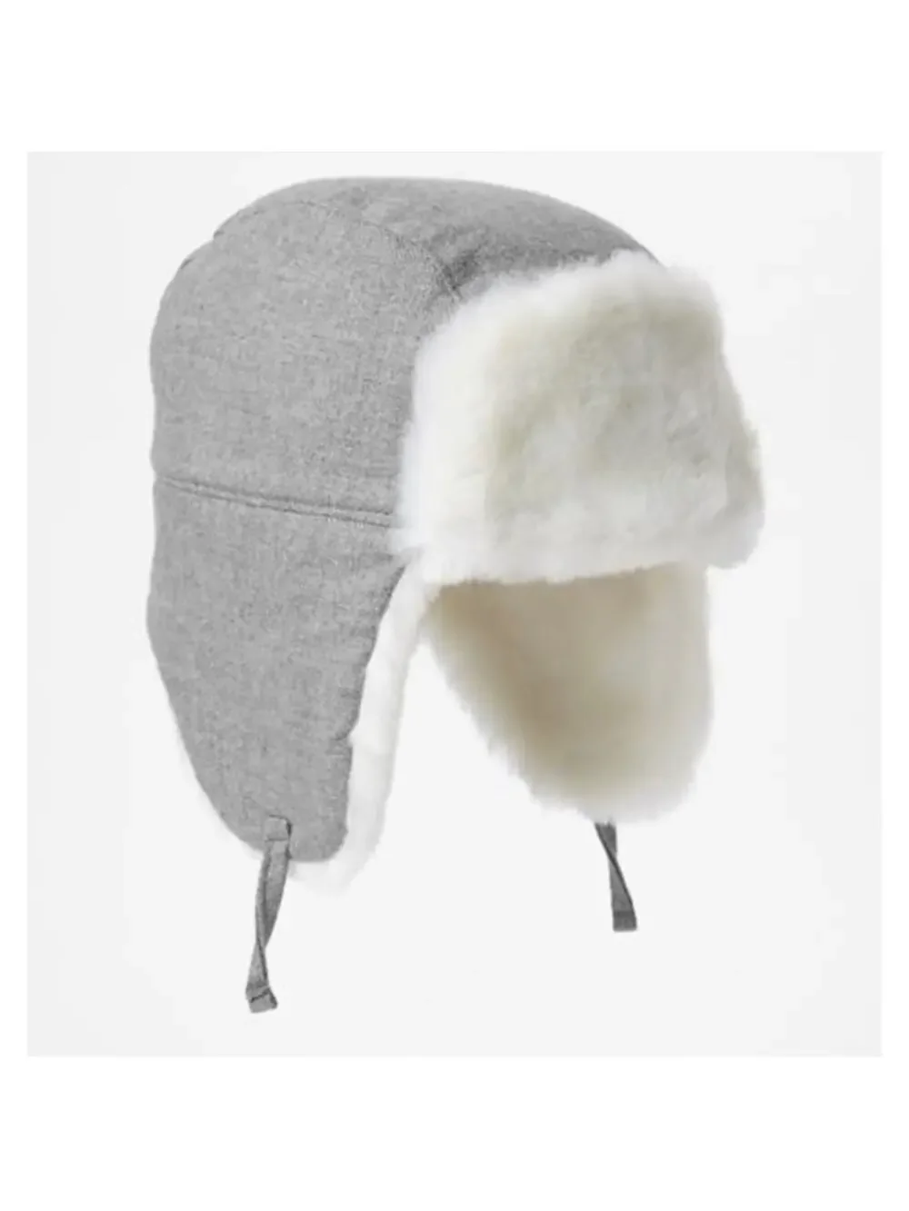 Baby Gap gray faux fur lined trapper hat ivory off-white cream